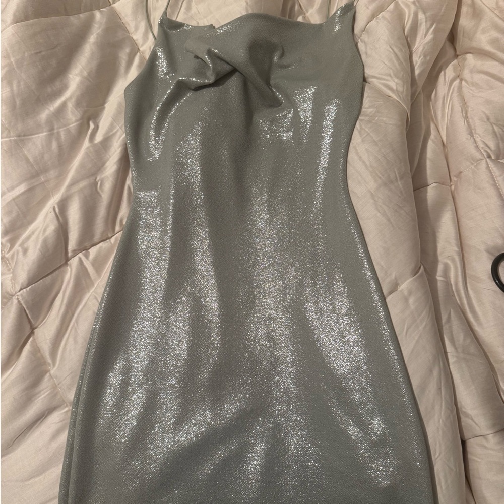 Windsor sparkly green cowl neck dress